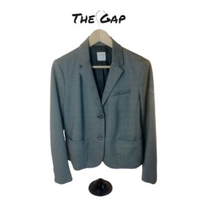 GAP Women's Tweed Grey Pin Striped Single Breasted 2 Tortoise Shell Buttons 14